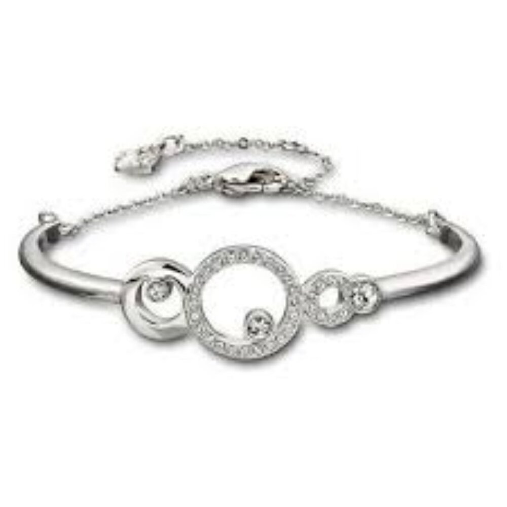 Swarovski Silver Crystal Circle Bangle Bracelet Adjustable